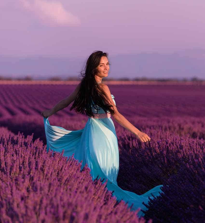 happy person in field