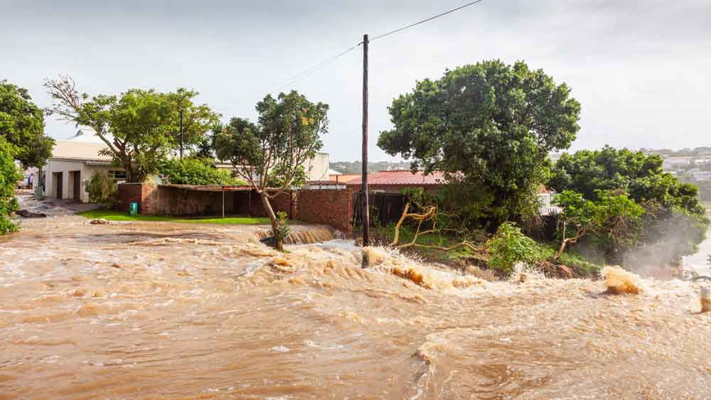 dirty flood waters with mud