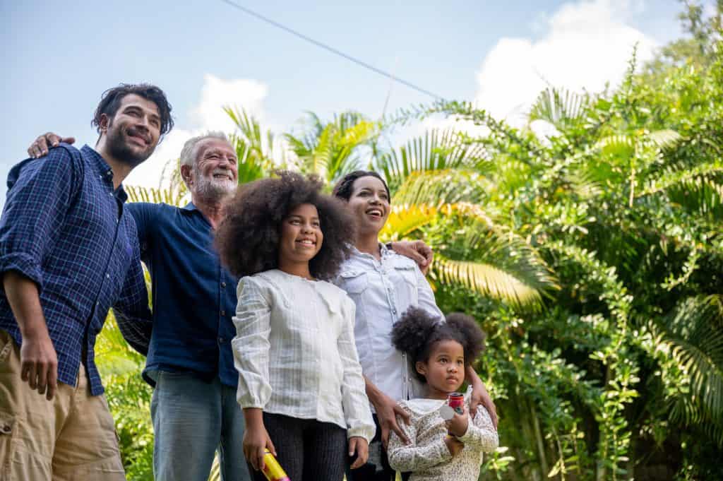 Big family with many generation meeting at home