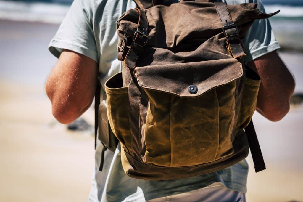 close up of a man with backpack