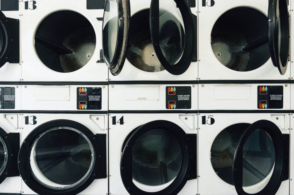 Washing machines in a laundromat