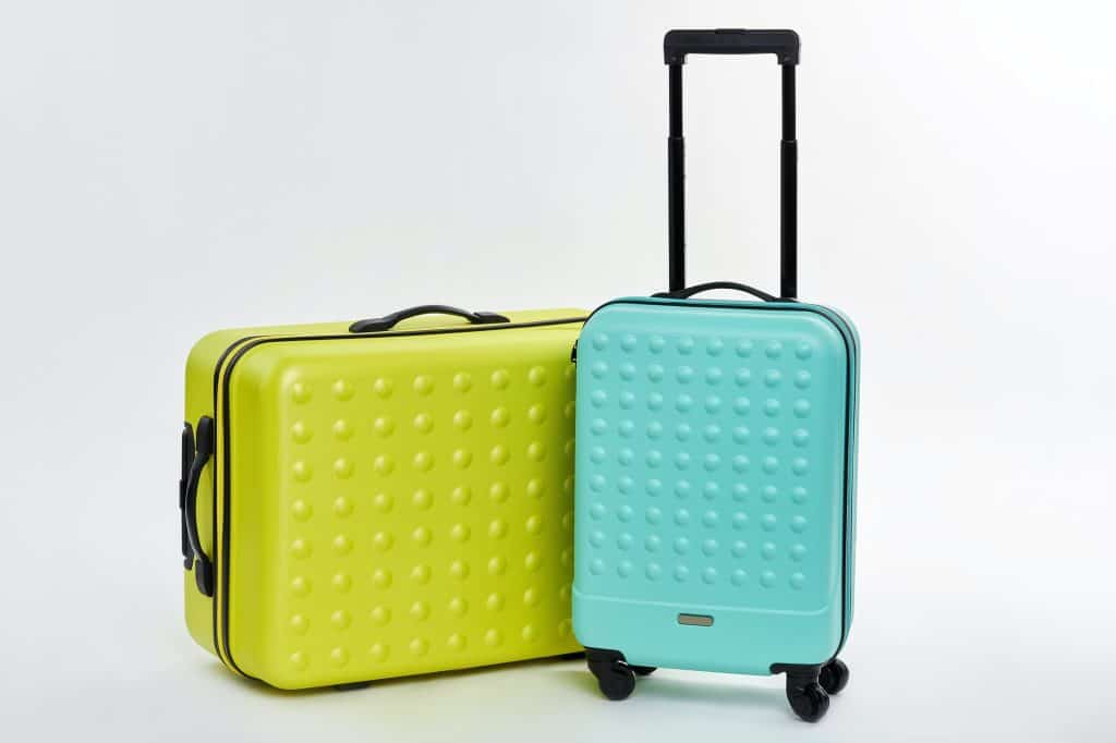 Close up of wheeled suitcases